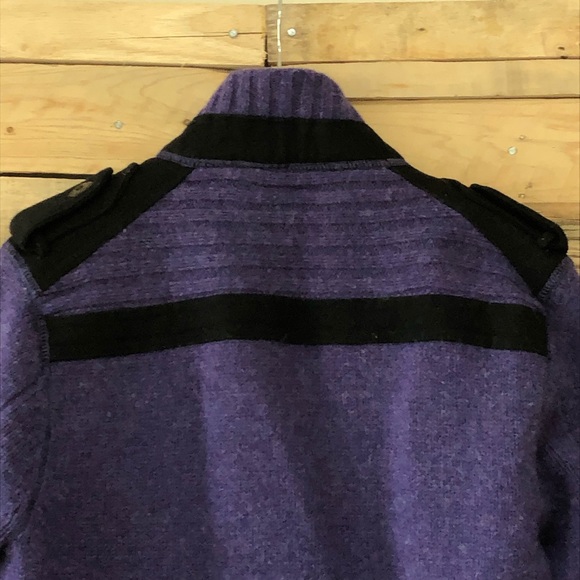 JACK AND JONES purple zip front Andy Cardigan with black accents, size 180/100A. - Picture 8 of 12